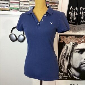 American Eagle Outfitters Blue Short Sleeve Polo
